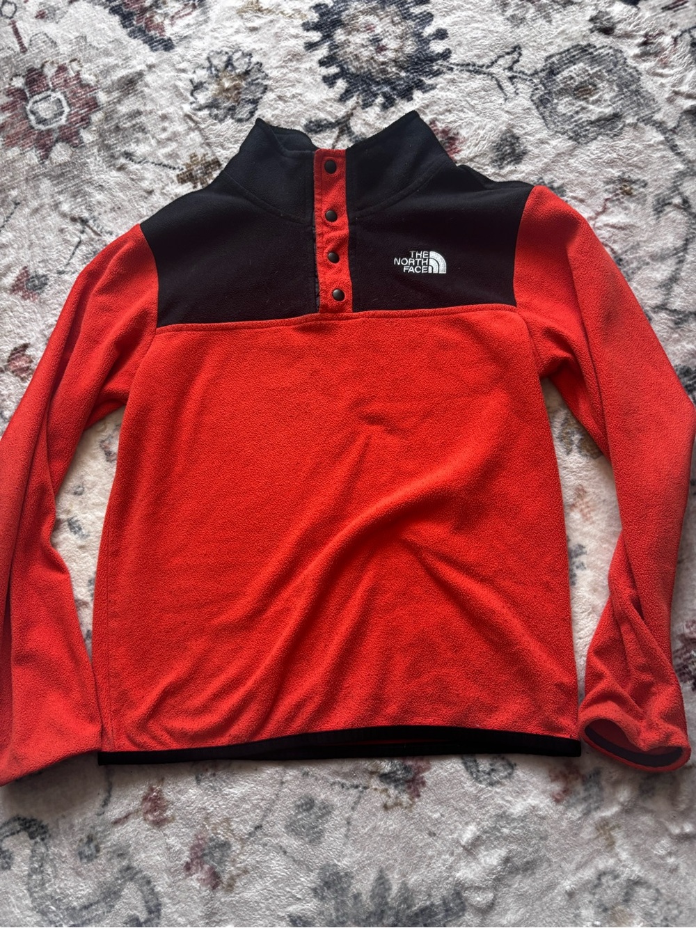Kids The North Face burnt orange and Black Half-Snap Fleece Pullover